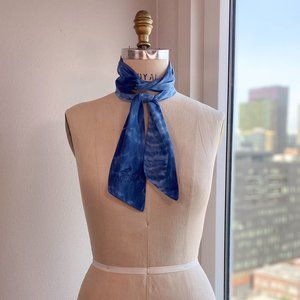 Stone Crow Designs Cosmo Blue Long Thin Shibori Scarf